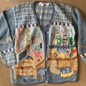 VTG granny sweater home improvement sz XL